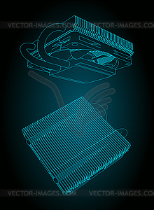 Slim CPU cooler - vector image