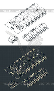 Relays isometric drawings mini set - vector image