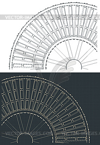 Vertical сonveyor drawings - vector clip art