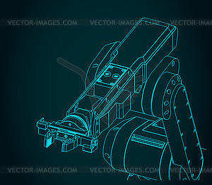 Robotic arm blueprint - vector clip art