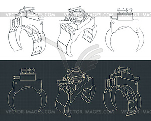 Wood gripper blueprints - vector clipart