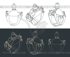 Wood gripper drawings - vector image