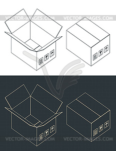 Cardboard box blueprints - vector clip art