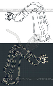 Чертежи промышленного робота с присосками - клипарт Royalty-Free