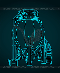 Spherical storage tank - vector image