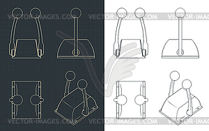 Чертежи управления лодочным двигателем - клипарт в векторе / векторное изображение
