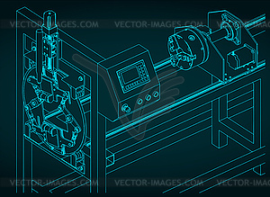 CNC pipe cutting machine - vector image