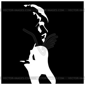 Beautiful lady black and white portrait - vector clip art