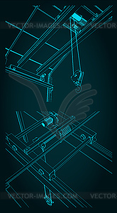 Overhead crane and warehouse structure - vector EPS clipart