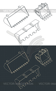 Ковши изометрические чертежи - изображение в векторе