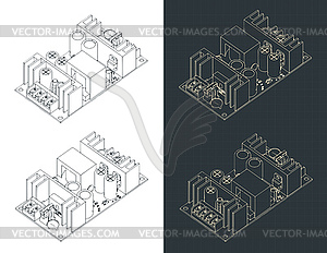 Чертежи модуля питания - векторизованный клипарт