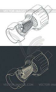 Industrial gas turbine engine - vector image