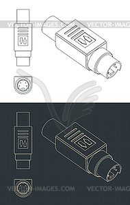 Чертежи штекера S-Video - клипарт в векторном виде