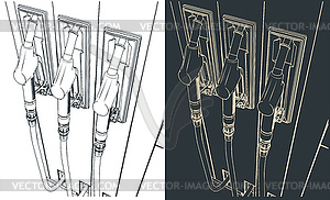Бензиновые пистолеты на заправочной станции - изображение в векторе