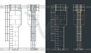 Water tank blueprints - vector clip art
