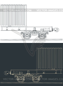 Railway platform with container - vector clipart