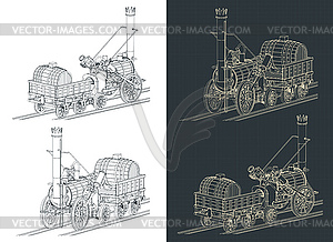 Robert Stephenson`s steam locomotive - vector image