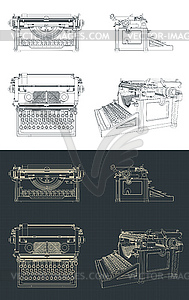 Typewriter blueprints - stock vector clipart