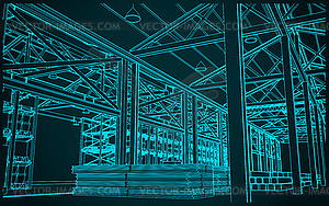 Large warehouse sketch - vector clipart