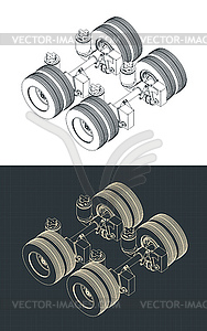 Lift axle for trailer isometric blueprints - vector EPS clipart