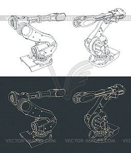 Industrial robot blueprints - vector clip art