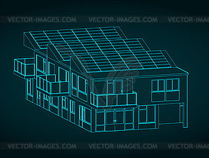 Энергоэффективный таунхаус - изображение в векторном виде