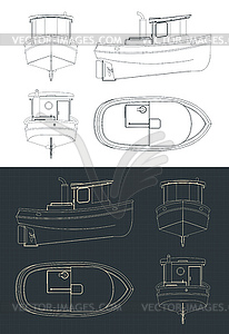 Чертежи маленького буксира - клипарт в векторе / векторное изображение