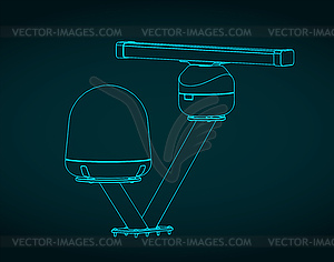 Схема морских навигационных радаров - векторная иллюстрация