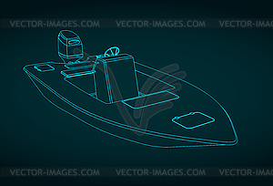 Чертеж моторной лодки - графика в векторе