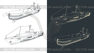 Эскизы пассажирского парома - векторный дизайн