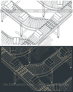 Конвейерные линии для заводов и складов - стоковый векторный клипарт