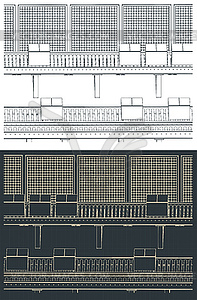 Conveyor lines for warehouses - vector image