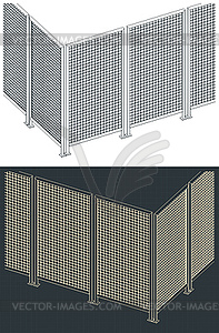 Modular fences for factories and production lines - royalty-free vector clipart