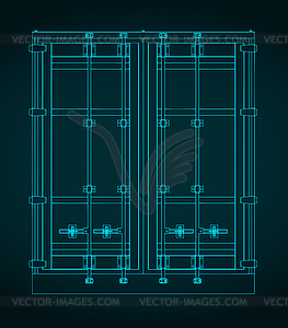 Cargo container blueprint - vector clip art