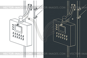 Machine control panel blueprints - vector image