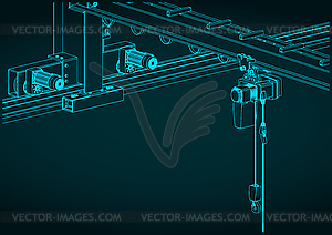 Wall traveling crane sketch - vector image