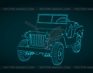 All-terrain vehicle blueprint - vector clip art