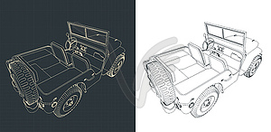 All-terrain vehicle drawings - vector clipart / vector image