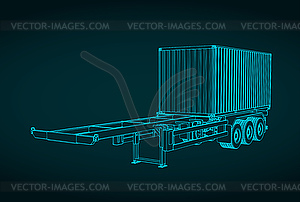 Сontainer trailer drawing - vector clip art