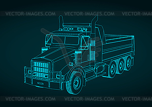 Dump truck blueprint - vector image