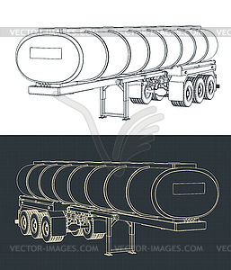 Tanker trailer drawings - vector clip art