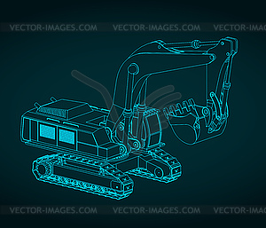 Excavator blueprint - vector clipart