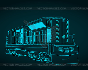 Locomotive drawing - vector image