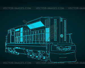 Чертеж локомотива - векторное изображение