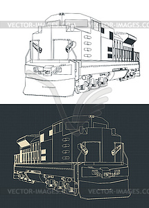 Locomotive drawings - vector image