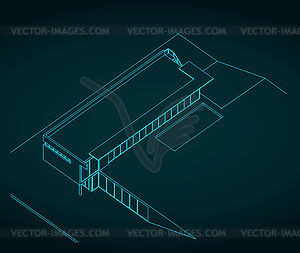 Modern house sketch - vector image