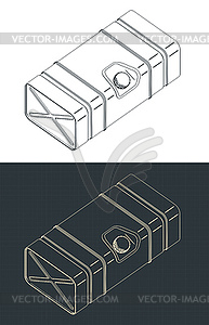 Изометрические чертежи топливного бака - графика в векторном формате