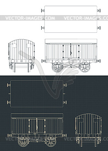 Goods wagon blueprints - vector clip art