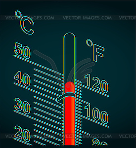 Thermometer with high temperature - vector image