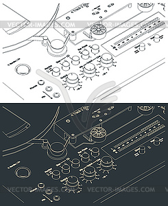 Лентопротяжный механизм катушечного магнитофона - векторный клипарт